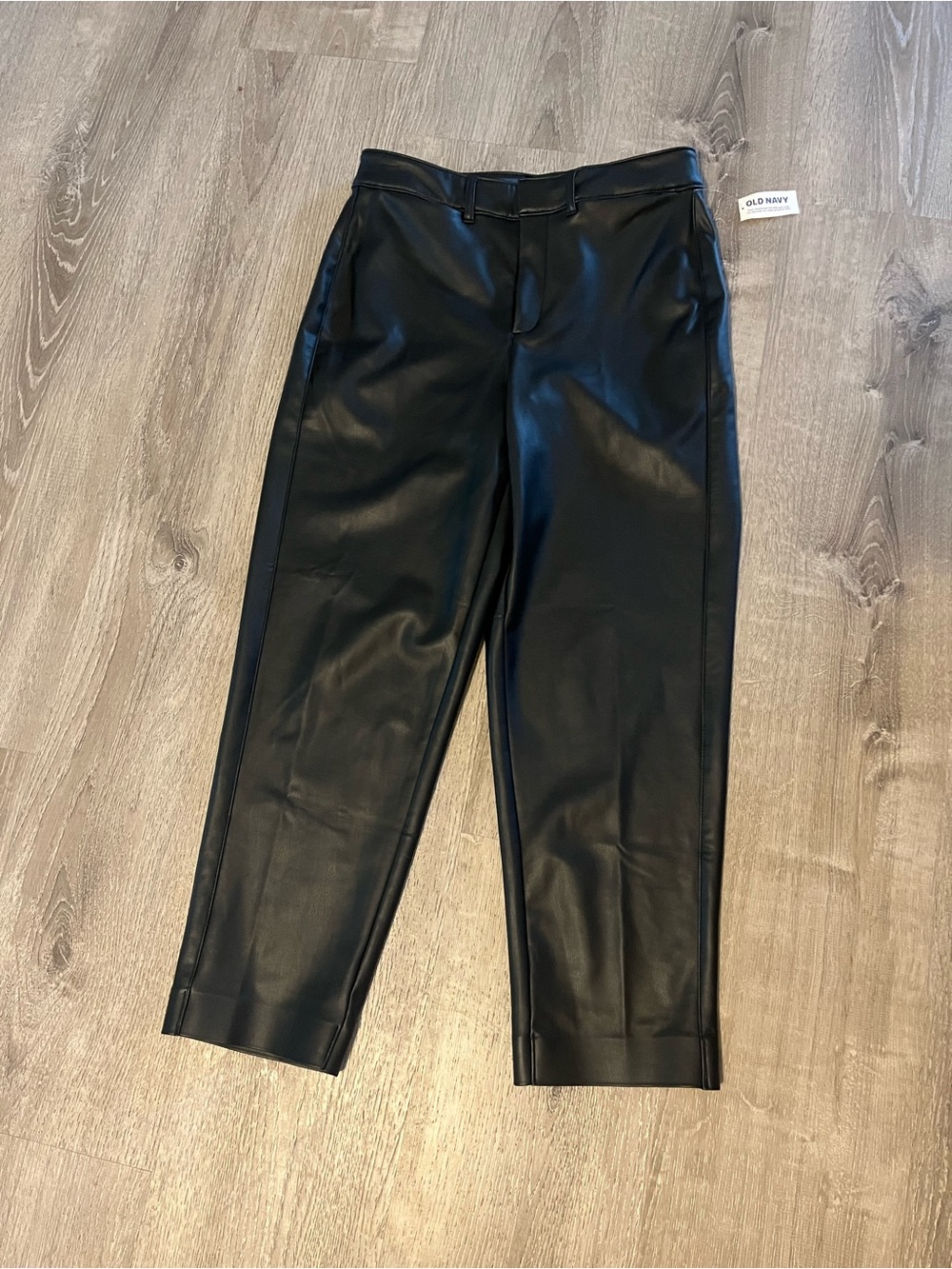 Old Navy Black Faux Leather Straight-Leg Pants